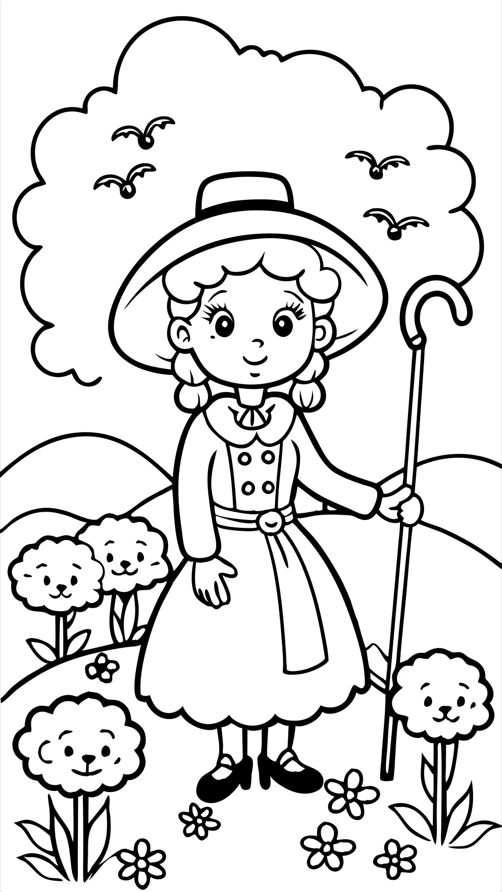 Página para colorear de Bo Peep